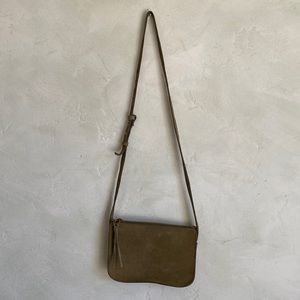 Madewell The Simple Crossbody bag in olive suede.